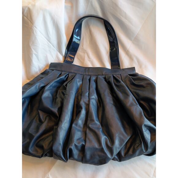 Dennis‎ Basso Pleated Hobo Reversible 22x14 Boho Tote Animal Print Royal Blue - Picture 4 of 4